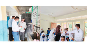 বালিয়াডাঙ্গা-২ সরকারি প্রাথমিক  বিদ্যালয় পরিদর্শন জেলা প্রশাসকের মাস্ক সাবান  ও নেইলকার্টার বিতরণ